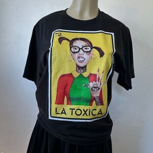 Port and Company Black 'La Toxica' Graphic Tee with Yellow, Red & Green Panel
